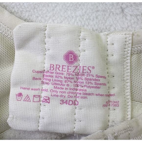 Breezies Jacquard Shine Unlined Full Coverage Minimizer Bra Size 34DD Ivory - Picture 9 of 9